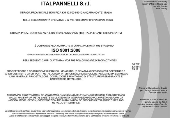 certificato 9001