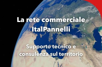 immagine del mondo con testo in sovraimpressione "La rete commerciale ItalPannelli - supporto tecnico e consulenza sul territorio"